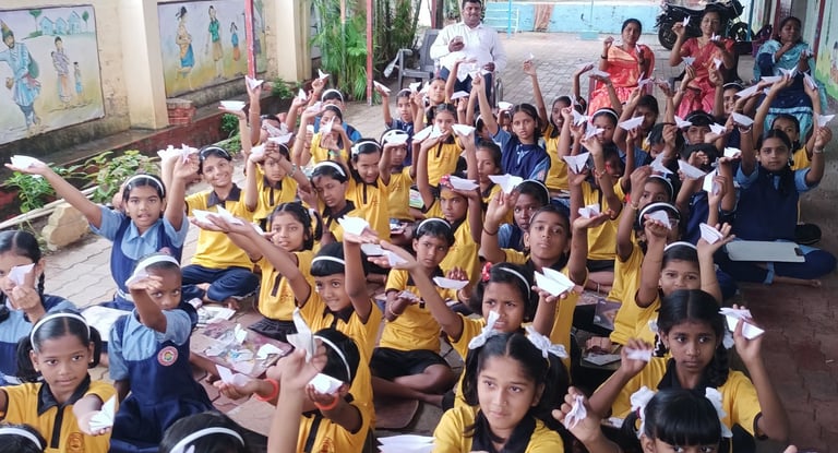 Origami workshops in primary schools in India