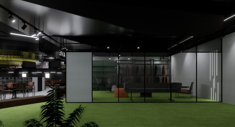 Golf bay with lounge design