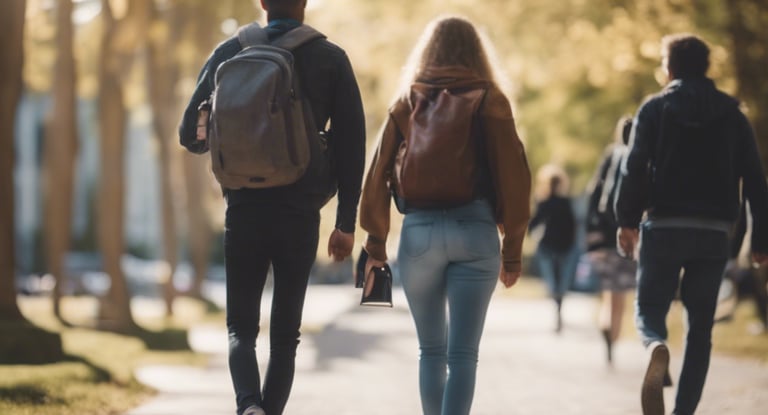 STUDENTS WOLKING IN A CAMPUS