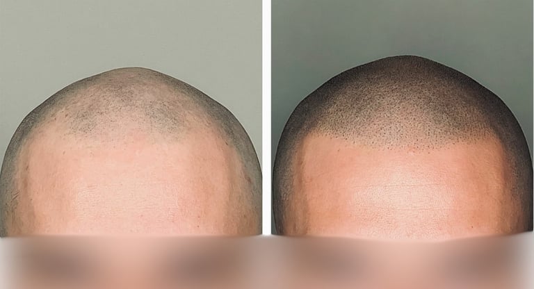 avant après d'une tricopigmentation en effet rasé pour une calvitie prononcée