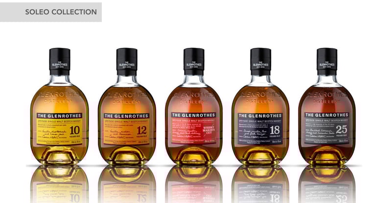 a variety of bottles of whisky soleo collection