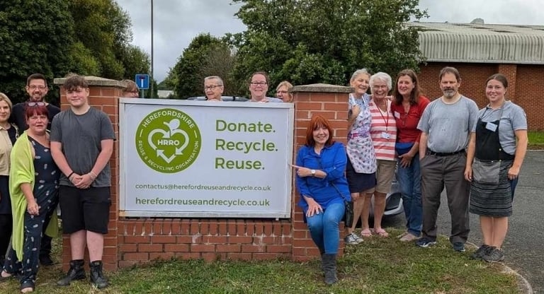 Happy Volunteers at Herefordshire Reuse and Recycling Organisation at Wye Valley Court 