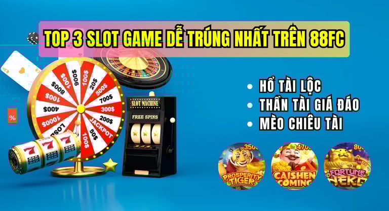 Top 3 game slot dễ trúng trên 88FC dành cho người mới