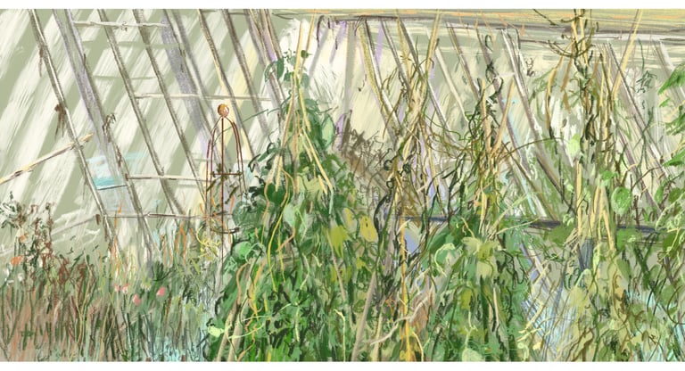 Scotney Castle glasshouse winter - digital drawing