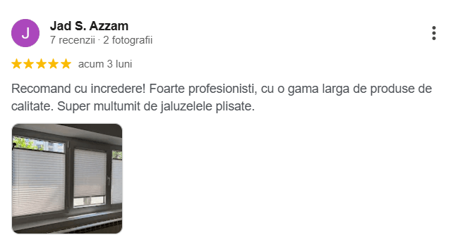 Recenzie montaj jaluzele plisate opace la comanda Bucuresti Sev Home