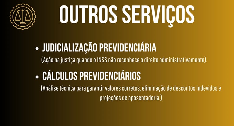 APOSENTADORIA, BPC, AUTISMO, CALCULOS PREVIDENCIARIOS, AUXILIO DOENÇA, AUXILIO ACIDENTE, BENEFICIO INSS