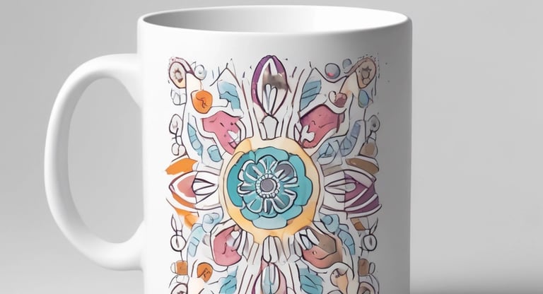 A ceramic mug with a bright, personalized sublimation print.
