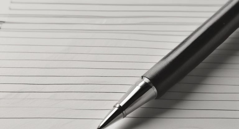 pen on white lined paper selective focus photography