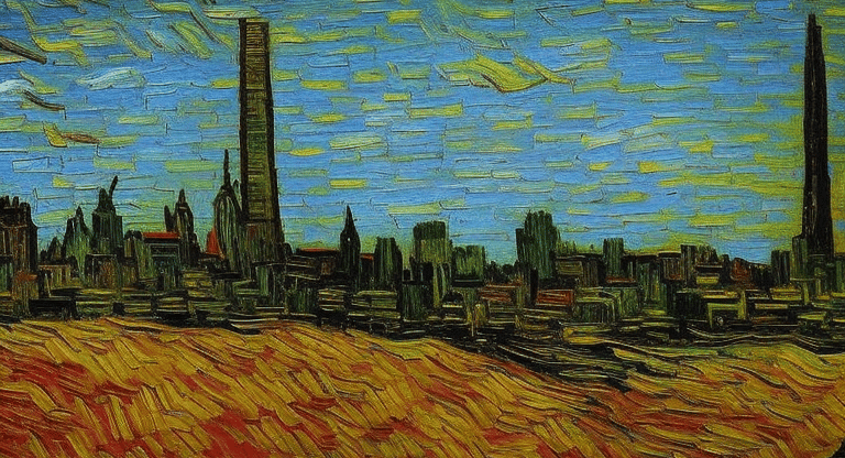 Lex Lata Consulting and Law a painting of a city skyline with a view of a city