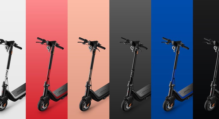 a scooter scooter with four different colors