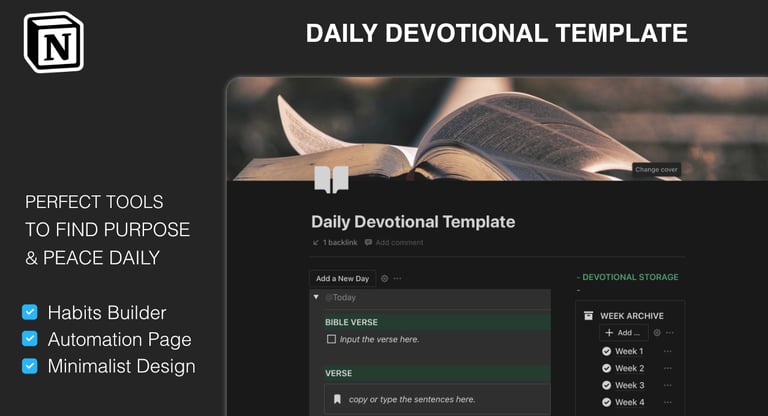 Daily Devotional Template Notion Productivity Tools