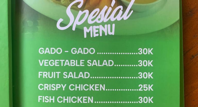 Special menu Food