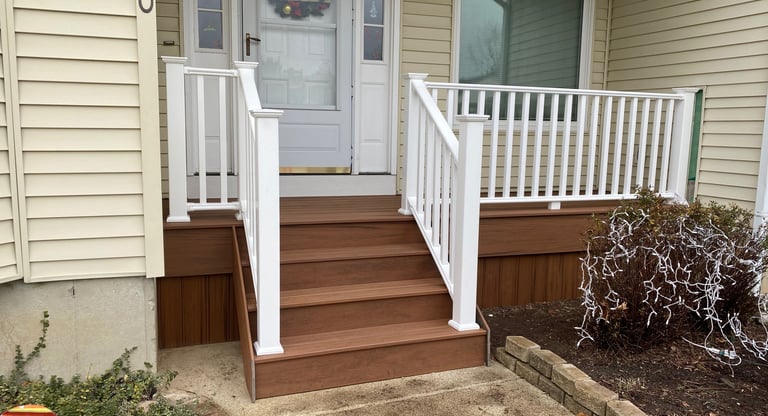 composite deck with pvc railings by paramount exterior llc