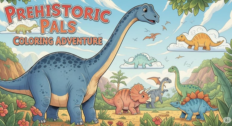 sampul colourin ebook dengan tema dinosaurus