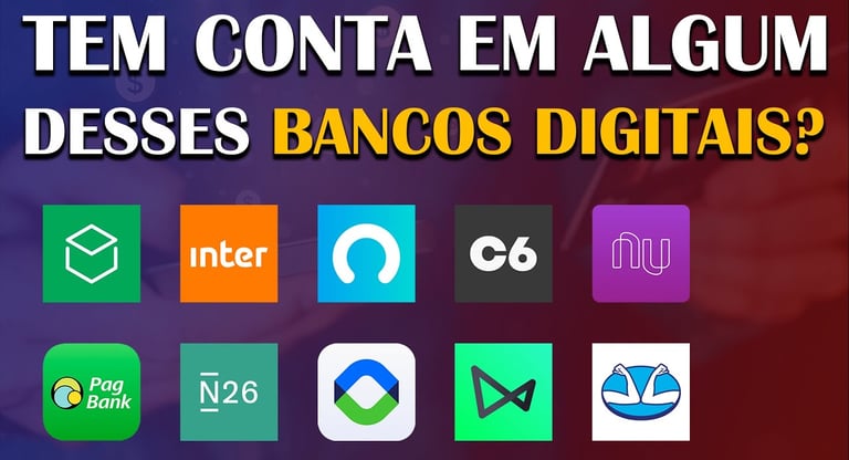 imagem da logomarca dos principais bancos digitais se referindo a qual banco você usa?