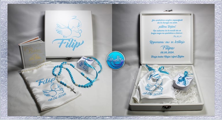 Krunica za krštenje iz personalizirane kutije poklona