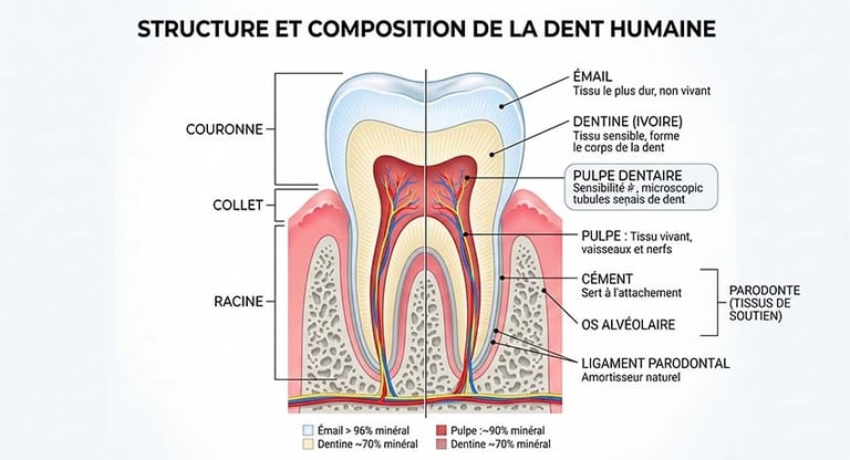 Structure et composition d'une dent humaine