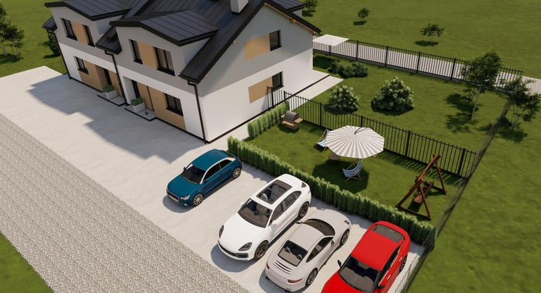 a house with a lot of cars parked in front of it