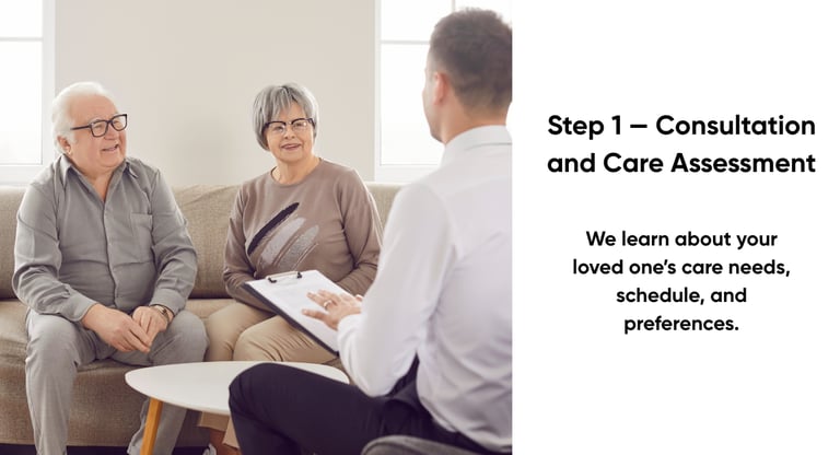 A male consultant helping two elderly couple 