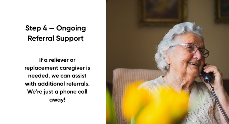 An elderly woman talking on the phone