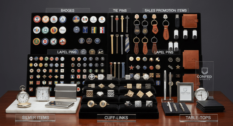 small range of customizable business accessories and sales promotion items,ranging from small lapel