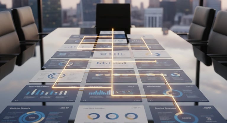 Conceptual illustration of the 'Golden Thread' narrative connecting all slides in a venture capital 