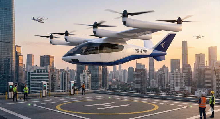 a helicopter - like flying car with propellers