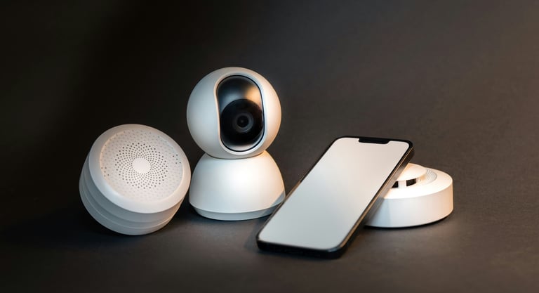 Kit de seguridad para hogar con cámara WiFi, central de alarma y smartphone para monitor remoto