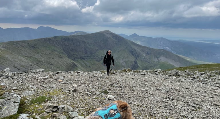 Tracey Billington at the top of the Carnedd mountains