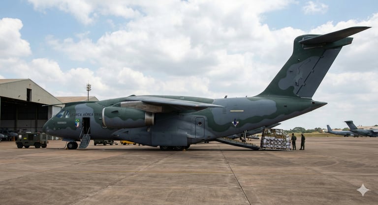 a large military plane parked in a hangar