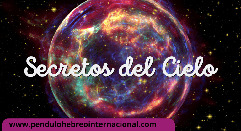 Póster del curso 'Cábala Avanzada y Péndulo Hebreo: Secretos del Cielo', con un diseño místico de fo