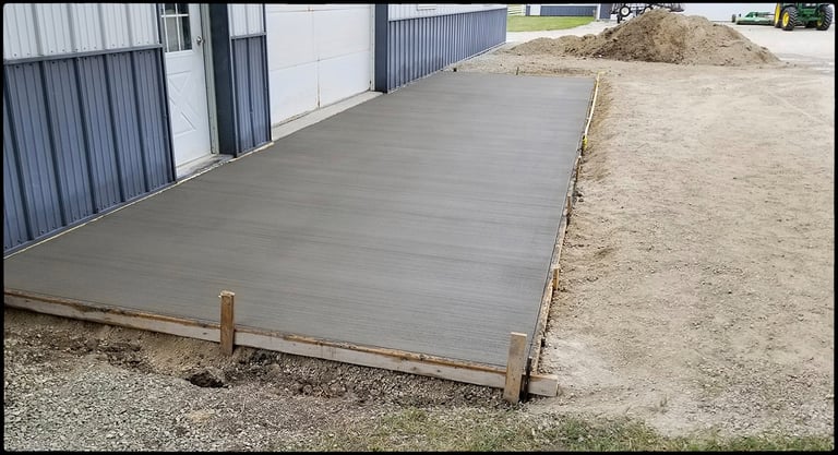 Agricultural farm concrete, Concrete flatwork, Concrete driveways, Concrete sidewalks.