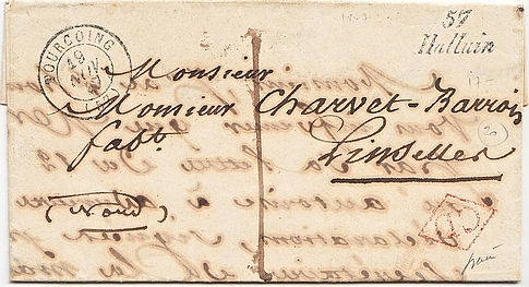 1847 : Lettre d'HALLUIN pour la commune de LINSELLES qui dépend du bureau de TOURCOING.