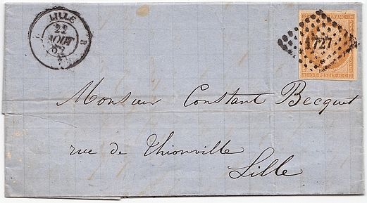 Losange Petits Chiffres 1727 et type 15 B Lille B.