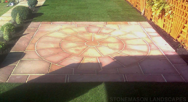 Sandstone Circle with square kit terrace patio