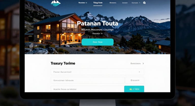 A cozy cabin by a serene lake in Patagonia, with a smartphone showing automated WhatsApp CRM messages.