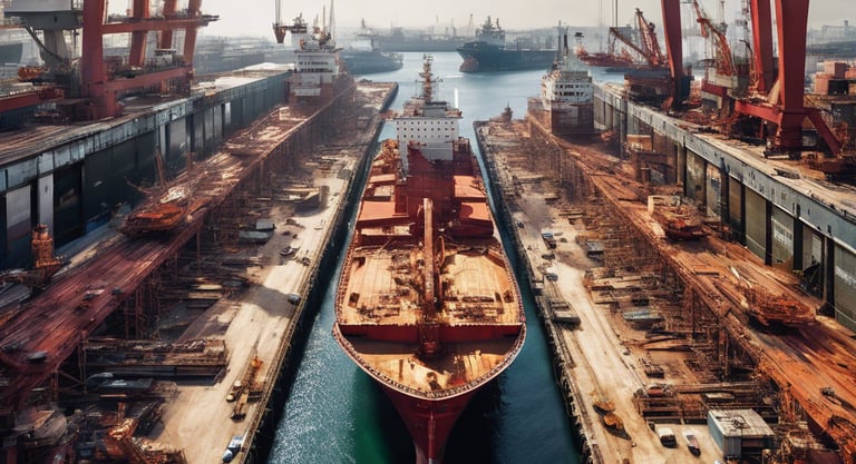 a large ship in the water with cranes on it