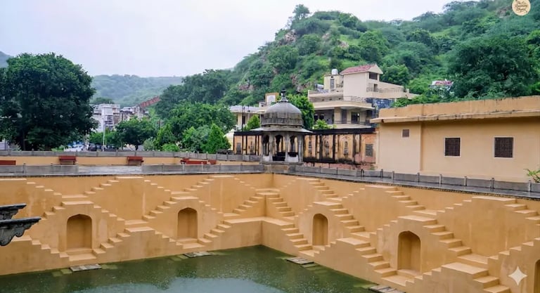 Visit Panna Meena Ka Kund in Jaipur, a historic stepwell known for its symmetrical stairways near Amber Fort.