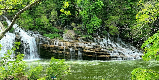Rock Island Park, TN - Twin Falls capturing both sections of waterfalls