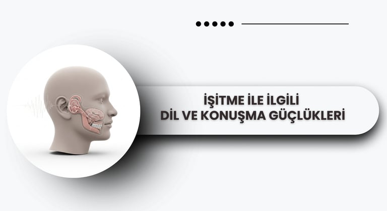 İşitme ile ilişkili dil ve konuşma güçlüklerini simgeleyen işitme cihazı kutusu.