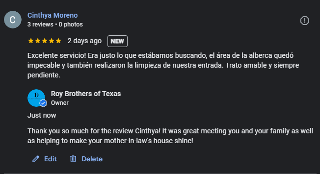 Roy Brothers of Texas Google Review