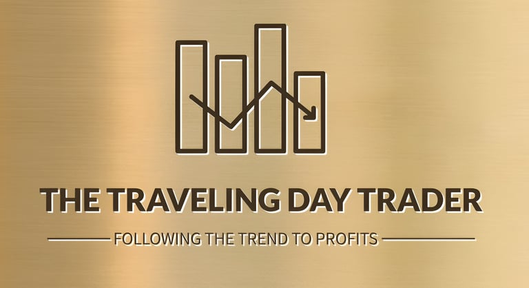 a gold plated sign that says the traveling day trader