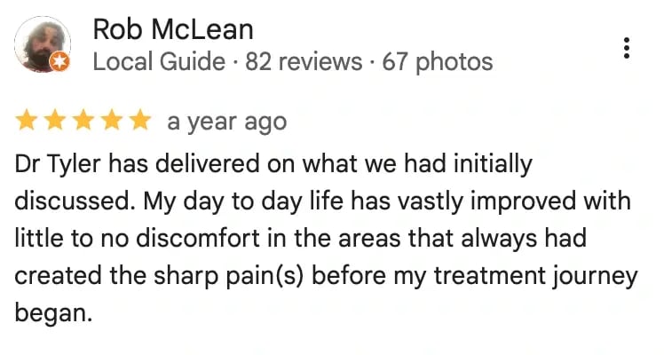 Rob McLean's day to day life improved, with little sharp pain since starting treatment.