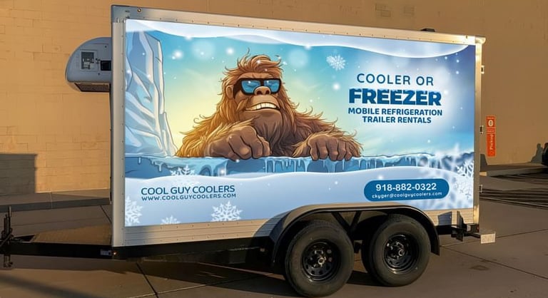 Picture of the Cool Guy Coolers mobile refrigerated trailer.