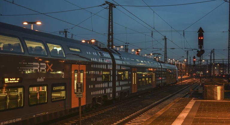 a train is parked at a train station