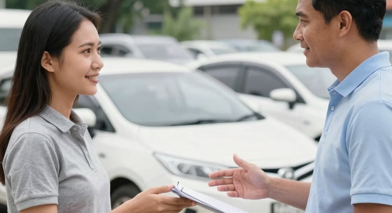 rent a car service, filipino renter and agent, make sure renter is interacting with the car