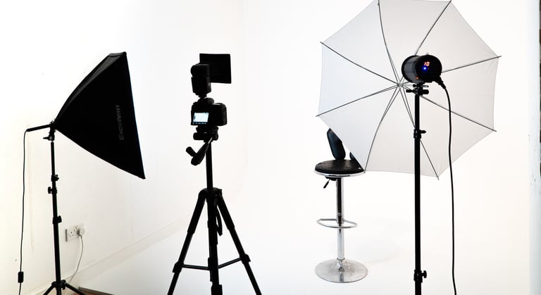 a photo of a studio setup up for a photo shoot