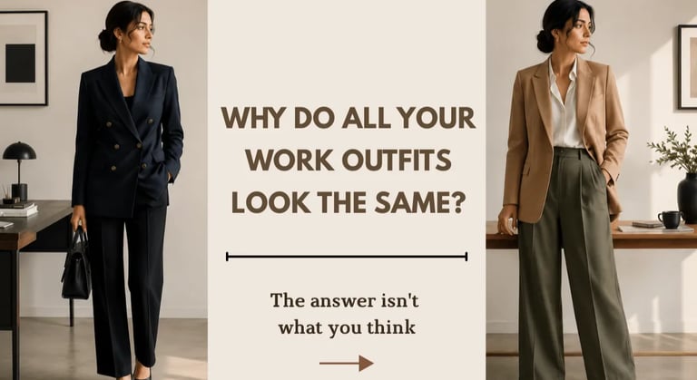 work wardrobe essentials women — why all your work outfits look the same and exactly how to fix it.