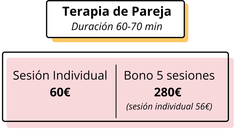 Información del precio y duración de terapia psicológica de pareja