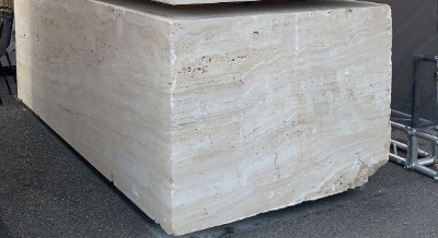 Travertine block, natural stone block Bianco, beige